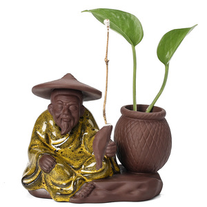 Wuyang anciano pesca arena púrpura té mascota decoración paja verde planta hidropónica cultivo florero maceta pequeña mesa surfa - Product Image 5