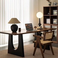 Bureau d'ordinateur en bois massif nordique, grande planche, table à manger à domicile avec banc de travail intégré pour réunions d'affaires, bureau de salon