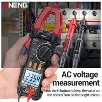 Pince Ampèremétrique Numérique Automatique ANENG PN107 True RMS, Multimètre Électrique 4000 Points, Testeur CAT II 600V AC/DC, Multitesteur de Tension