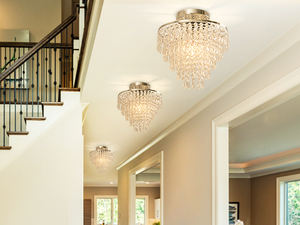 Lampadario di cristallo di lusso con luci a soffitto a forma di perline a triplo strato montate per soggiorno camera da letto - Product Image 6