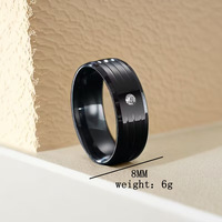 Bague en acier inoxydable pour homme, 8 mm, avec diamant, bijoux de mode polyvalents, résistante à l'eau, bague de couple avec diamant