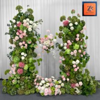ZIKE FLOWER Rangkaian Bunga Pernikahan Buatan Warna Burgundy Putih untuk Dekorasi Acara