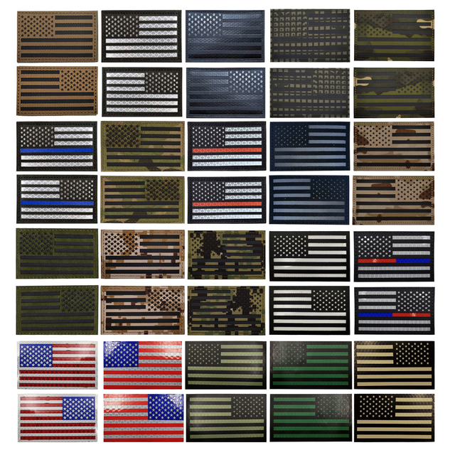 Available Competitive Price Custom 8*5 cm / 2*3 Inch Reflective IR USA Flag Patch for Cap T-shirt Bag Tactical With Hook & Loop