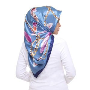 2022 New Southeast Asia Muslim <strong>Hijab</strong> 90cm Large <strong>Square</strong> Satin Printed Silk Scarf Hijabs Muslim Women - Product Image 5