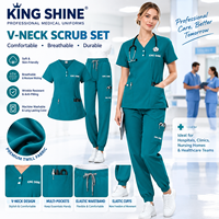 Ensemble de tenues médicales à col en V en polyester tissé, uniforme d'infirmière, vêtements de travail hospitaliers, tenue unisexe pour clinique dentaire et salon, survêtement pour femme