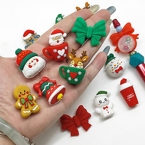 跨境圣诞3D 3D圣诞老人硅胶珠子卡通笔焦点珠子DIY珠宝滴珠 - Product Image 2