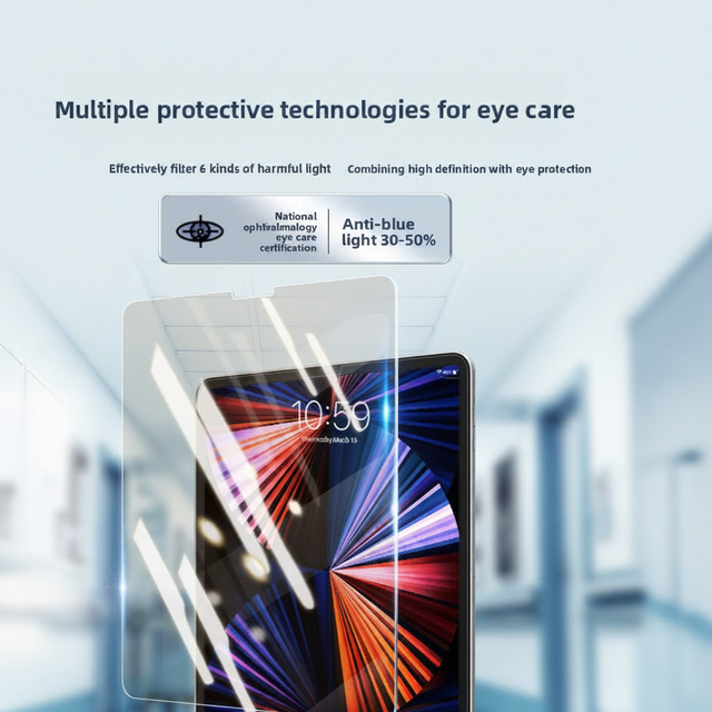 Anti-Blue Light Tempered Glass Screen Protector for iPad Pro 13" iPad Air 6/7/8 iPad Mini, Eye Protection Full Coverage Film