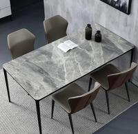 Table à manger et chaise en pierre frittée de style nordique pour usage domestique Table à manger rectangulaire brillante de luxe minimaliste moderne