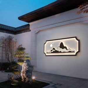 Waterproof Rectangular Wall <b>Lamp</b> With Landscape Mural For Courtyard Villa Garden Screen Wall Outdoor Lighting - Product Image 4
