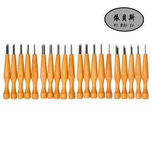 Juego de cuchillos para tallar madera de haya japonés Premium de 5 piezas con mango de calabaza y bolsa de lona con puntas semirredondas/cincel en Stock - Product Image 5