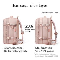 Mochila de Gran Capacidad con Compresión al Vacío, Puerto de Carga USB Externo, Separación en Seco y Húmedo, Aprobada para Vuelos