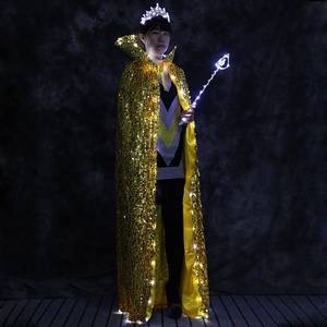 Del partito di Cosplay Di Natale regali Mantello di Illuminazione A LED Del Capo Per Il Randello Del Partito di Ballo Della Fase di Usura di Bellezza Della Regina Flash Paillettes Mantello Spettacolo - Product Image 5