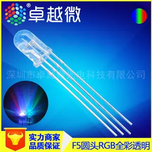 Fabricante de LED 5mmLED contas de lâmpada RGB de quatro pinos de ânodo comum f5 de alto brilho transparente em cores