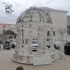 Decoración de Jardín BLVE, Pabellón de Piedra Natural Tallado a Mano de Lujo, Gazebo de Mármol Blanco con Domo Metálico - Product Image 2