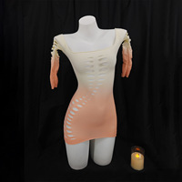 Haute qualité femmes dégradé robe filles Sexy hanche étreignant jupe Transparent Net Lingerie bas complet du corps