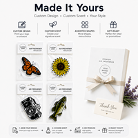 Désodorisant en papier personnalisé, parfumé, à suspendre, avec motifs découpés variés (papillon, tournesol, appareil photo, poisson) et carte d'identification