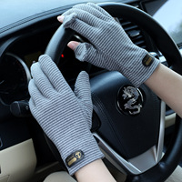 Gants d'hiver à deux doigts pour écran tactile, chauds, rayés, pour la conduite, le vélo électrique, unisexe, pour étudiants, activités de plein air