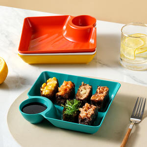 Bol de service rectangulaire en plastique pour sushi, tacos, salsa, charcuterie, en-cas, dumplings, écologique, luxueux, avec séparateurs laser - Product Image 3