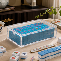 Boîte de rangement de luxe en acrylique transparent pour Mahjong américain, 1-7/16 pouces, avec couvercle, étanche, de haute qualité, pour l'affichage et le rangement des tuiles de Mahjong