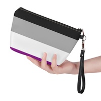 Pochette de maquillage personnalisée en similicuir PU à fermeture éclair, thème arc-en-ciel gay assexuel, pour les vacances à l'étranger et le rangement de cosmétiques à domicile