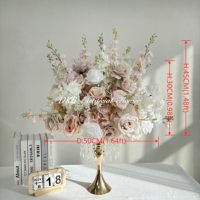 Décoration florale pour fête de mariage DKB en gros, boule de fleurs rose poussiéreux de 50 cm, centre de table, bouquet de roses en soie au toucher réel, bouquet de spur