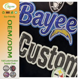 No Shedding After 50 Washes Classical Letters Custom Sequin Embroidery <b>Patches</b> Iron <b>on</b> <b>Sew</b> <b>On</b> <b>Patches</b> for Hoodies & Bags - Product Image 1