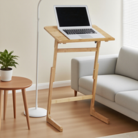 Bureau d'appoint pour ordinateur portable pour salon, table basse en bambou avec plateau relevable, surface laquée NC, hauteur réglable