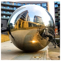 Boule de fontaine creuse personnalisée en alliage d'acier inoxydable, éclairée par énergie solaire, design moderne, finition brillante, étanche, installation facile, pour jardin
