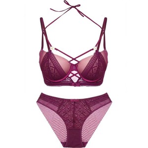 Sexy Lace Underwear Set Cross Strap Push-Up <b>Bra</b> Anti-Sag Retraction <b>Bra</b> and Panties Sets - Product Image 5