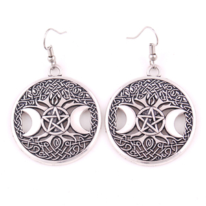 Collier Triple Déesse <span class=keywords><strong>de</strong></span> <span class=keywords><strong>la</strong></span> Lune, Collier Amulette en Forme d'Étoile Wicca, Collier Arbre <span class=keywords><strong>de</strong></span> Vie Lune pour Femmes, Pendentifs Vintage - Product Image 4