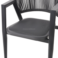 Fauteuil de plage de luxe au design moderne, chaise de restaurant décontractée en aluminium et corde pour villa et hôtel