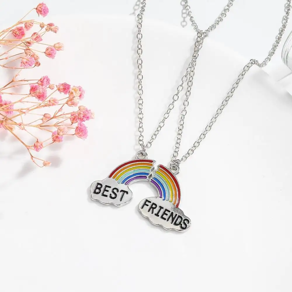 Trendy Beste Freunde Anhänger Halskette Regenbogen Halskette Für Frauen Silber Kette BFF Freundschaft Schmuck