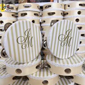Tamburelli Personnalisé Instrument de Musique pour Mariage, Église, Fête, Tambour à Main en Bois de 6 Pouces Personnalisable, Jouet Tambour à Main de Mariage, Prix - Product Image 2