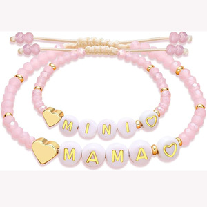 Pulsera a juego para mamá e hija, con cuentas coloridas y dije de corazón, ajustable, de CYNYA Factory Supply, para regalo al por mayor. - Product Image 1