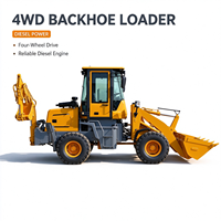 Mini Backhoe Loader 4x4, Wheel Loader Bertenaga 3,4 Ton dengan Perlengkapan Tambahan, Garansi 1 Tahun, Mesin Diesel