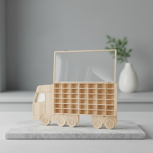 Junji - <span class=keywords><strong>Caja</strong></span> Organizadora de Madera para 42 Juguetes, Estante de Exhibición para <span class=keywords><strong>Autos</strong></span> de Juguete con Cubierta Acrílica, Gabinete de Almacenamiento de Madera para <span class=keywords><strong>Hot</strong></span> <span class=keywords><strong>Wheels</strong></span> - Product Image 5