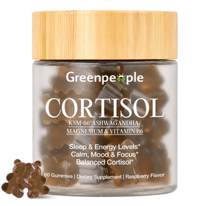Gomitas de Cortisol Ashwagandha KSM-66 80mg, L-Teanina, GABA, 5-HTP, Cereza Ácida, Azafrán, B6, Suplemento para el Sueño y el Equilibrio Hormonal - Product Image 1