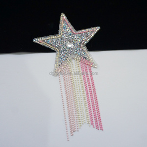 Toppe a forma di stella scintillante con cuore scintillante toppe a fondo piatto Hotfix Applique strass per accessori di abbigliamento - Product Image 1