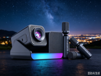 HT36 PRO Microphone Karaoké 3-en-1 2K Android 11 Projecteur Double Micro Home Cinéma LCD 120 Lumens 10m