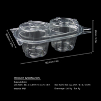 Boîte à mini-gâteaux transparente personnalisée en PET pour 2 portions avec couvercles, en matériaux recyclés, jetable pour l'emballage alimentaire