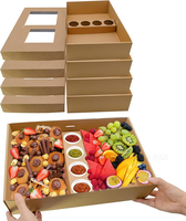 Personalisierte Mehrteilige Schwarze Papier-Servierplatte mit Dip-Behälter-Fächern für Catering, Partys, Nachmittagstee und Desserts