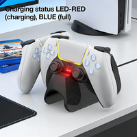 Chargeur avec indicateur LED YJT-5OT2076 pour manette PS5 P5/P5 Slim/PS5 Professional, manette à double vibration avec pavé tactile rechargeable