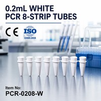 Tube PCR blanc de 0,2 ml (200 µl) à 8 bandes, non stérile, jetable, en plastique, pour la recherche et les tests moléculaires PCR en laboratoire