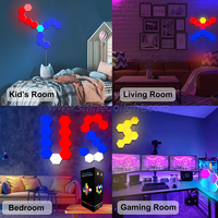 Lampes hexagonales avec télécommande panneaux muraux LED intelligents, veilleuses intelligentes rvb tactiles