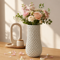 Vase en céramique blanc mat ARM LVG Nordic, texture tissée, en porcelaine, pour décoration florale, centre de table, récipient design