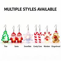 Boucles d'oreilles lumineuses Père Noël, pendantes et scintillantes, pour fêtes de fin d'année, événements en boîte de nuit, vente en gros, en stock