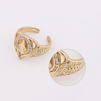 Nouvelles bagues religieuses catholiques en laiton plaqué or 18 carats, serties de zircon, motif Vierge Marie de Guadalupe, pour femmes, Oro Laminado Anillos