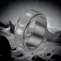 Bague rotative en acier inoxydable motif étoiles et lune, anti-stress, spinner métallique pour soulager l'anxiété, anillos rotatifs