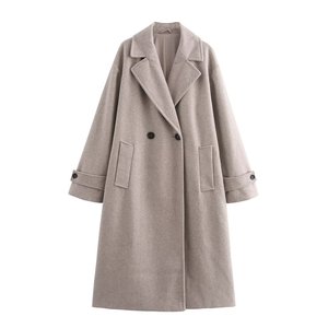Giacca da <span class=keywords><strong>donna</strong></span> a doppio petto a manica lunga Casual <span class=keywords><strong>Trench</strong></span> alla moda 3 colori solidi con colletto intagliato tessuto - Product Image 4