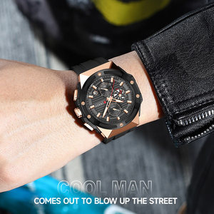 Para CURREN 8462, reloj de pulsera de cuarzo para hombre, último diseño, pantalla de día luminosa impermeable de lujo, parada deportiva de silicona de acero inoxidable - Product Image 4